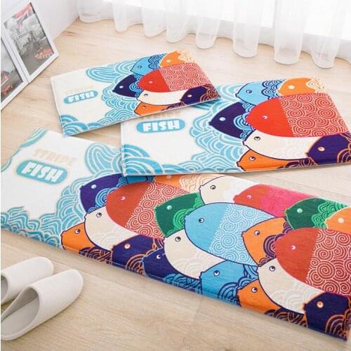 Cartoon Fish Area Rugs Kitchen Bathroom Hallway Floor Mat Non-slip Absorbent Rug Carpet 40*60cm/50*80cm/45*120cm