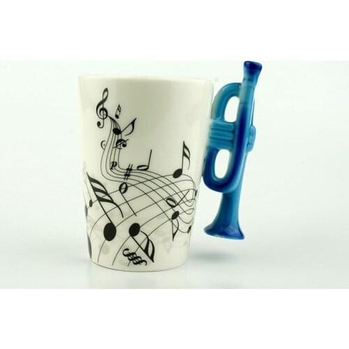 Novelty 220ml Horn Ceramic Cup Personality Music Note Milk Juice Lemon Mug Coffee Tea Cup Christmas New Year Gift