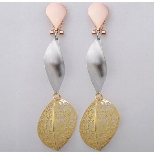 New design African Elegant Gold-color Big Long Drop Dangle Earrings For Women Jewelry Sets Wedding Party Bridal Necklace