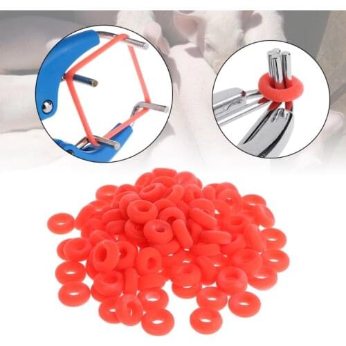 100 Pcs Castration Rubber Ring Pliers Accessories Elastic Reusable Tail Cutting