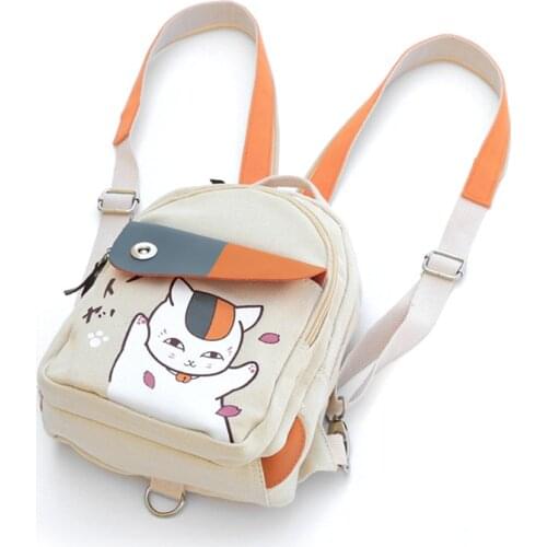 Harajuku Hot Anime Kawaii Natsumes Book of Friends Cat Teacher Printing Denim Mini Backpacks for Girls Mochila School Bags