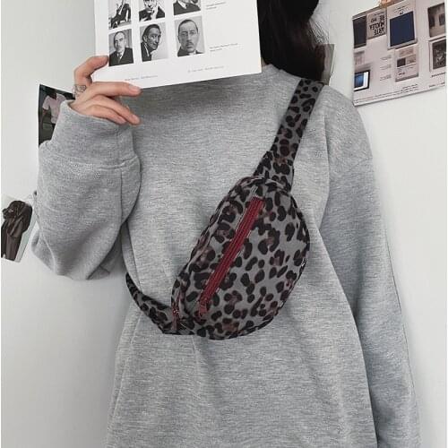Leopard Print Women Waist Pack Bag Female Fashion Belt Bag Pouch Girls Stylish Travle Casual Canvas Fanny Pack Belt Banana Bag
