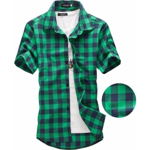 Mens Checkered Shirts Short Sleeve Shirt Men Blouse Red and Black Plaid Shirt Men Shirts 2021 New Summer Fashion Chemise Homme