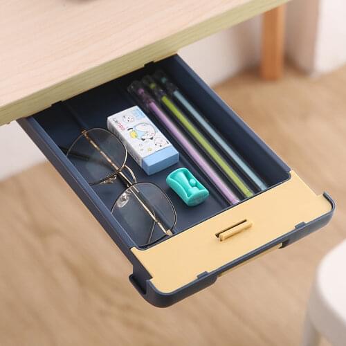 Self Stick Pencil Tray Under Desk Drawer Organizer Table Storage Boxes Stand Self-adhesive Under-drawer Box