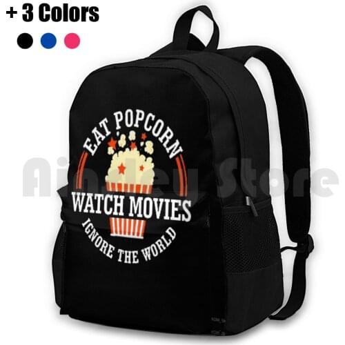 Eat Popcorn Watch Movies Ignore The World Outdoor Hiking Backpack Riding Climbing Sports Bag Eat Popcorn Lover Popcorn Movies