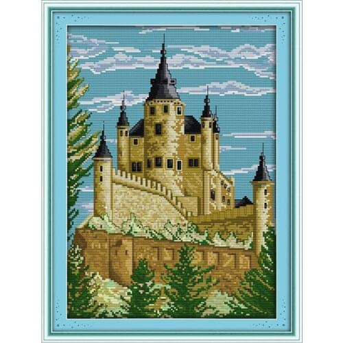 Castle Chinese Cross Stitch Patterns Aida 14ct 11ct DMC Thread Embroidery Kit Counted Printed Canvas DIY Handmade Needlework Art