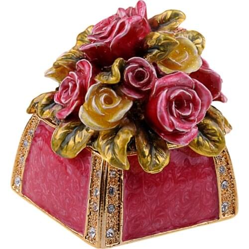 Flower rose trinket box jewelry box metal crafts tabletop decoration jewelry organizer souvenir Valentine/birthday gift