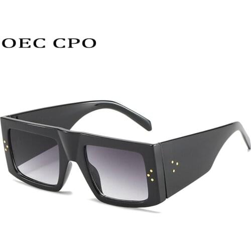 Square Sunglasses Women Men Rivets Trendy Big Rectangle Sun Glasses For Ladies Style summer UV400 Gradient Shades Female O594