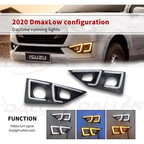 LED Daytime Running Light DRL For ISUZU D-max DMAX Pickup 2020 2021 12V Daylights Yellow Turn Signal Auto Fog Lamp