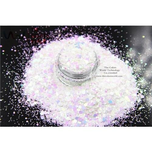 TCI04-H1 Pearlescent Indescent White Bule Light Colors Glitter Hexagon shapes Glitter for nail art DIY and Holidays decoration
