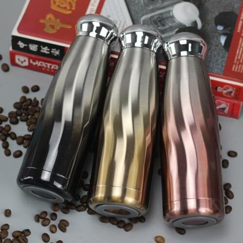 Stainless Steel Thermos Vacuum Flask Bottle 400ml Coffee Milk Cup Lovers Gradient Color Outdoor Travel Sport Hot Water Bottles