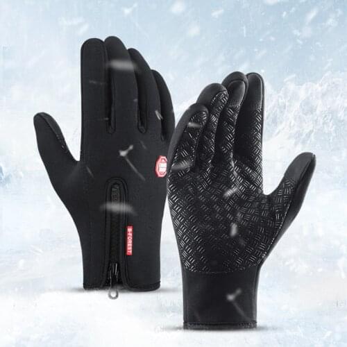 Outdoor Autumn And Winter Sports Mens Lining Plus Velvet Touch Screen Warmth Ski Bike Riding Warm Gloves