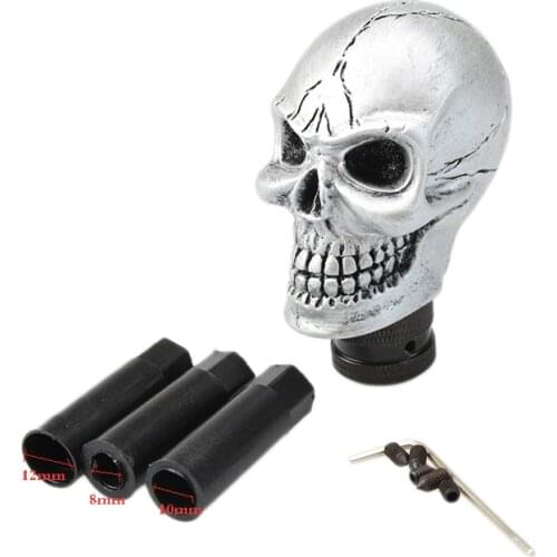 Universal Manual Car Truck Gear Stick Shift Shifter Lever Knob Wicked Carved Silver Skull pomo marchas