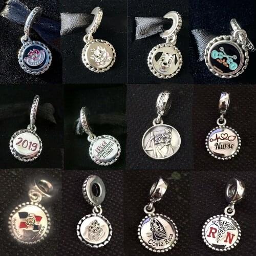 High Quality Classic New Silver 925 Cat, Puppy, Guitar, Nurse, Palm Pendant Diy Original Ladies Jewelry Valentines Day Gift