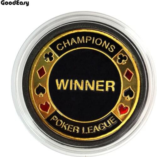 Poker Cards Guard Protector Token Coin with Plastic Cover Texas Metal Chip Poker Poker Club- WINNER Dealer Button Collect