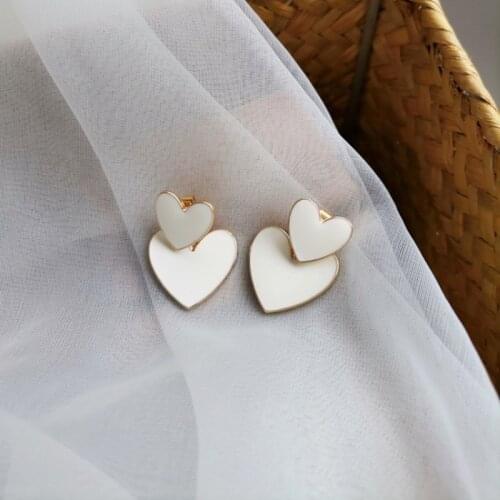 Contracted heart-shaped earrings personality drip small pure and fresh and ins wind stud earrings South Korea female