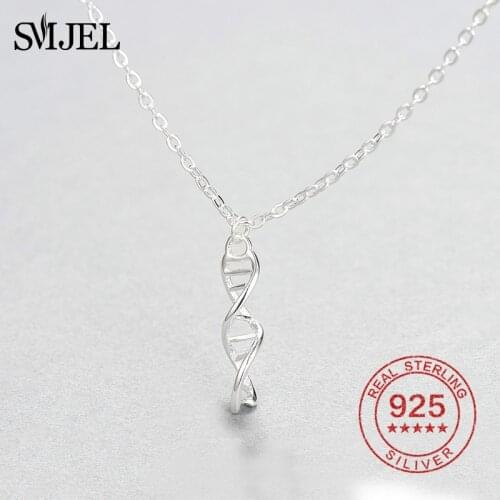 SMJEL Science Jewelry Felix DNA Necklace Biology Jewelry Molecule Necklace Brand 925 Sterling Silver Accessories for Women