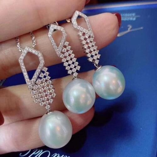 D401 Fine Jewelry S925 Sterling Silver Nature Fresh Water White Pearls 9-11mm Females Jewelry Sets for Women FIne Jewelry Sets