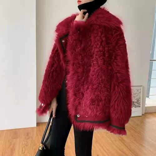 Bella philosophy Women Autumn Winter Faux Fur Jacket Female lamb fur Overcoat Lady Casual Long Sleeve warm coats GREEN Outwear