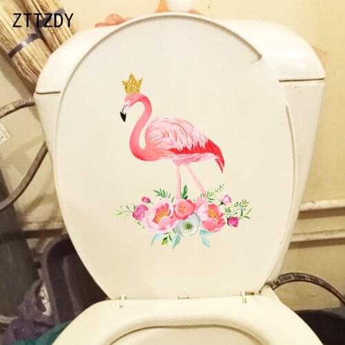 ZTTZDY 18×22.9CM Cartoon Noble Flamingo Bedroom Wall Sticker Funny Bathroom Toilet Decoration T2-1173