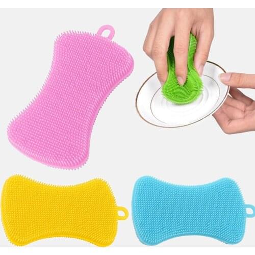 1/3/4pcs Fruit Vegetable Dish Washing Cleaning Brushes Silicone Dishwashing Brush Pot Pan Sponge Scrubber Kitchen Cleaning Brush