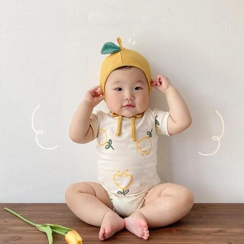 MILANCEL 2021 Summer Girls Clothes Toddler Clothing Baby Bodysuit And Hat Infant Outfit
