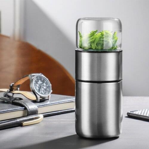 280ML Double Wall Stainless Steel 316 Water Bottles Tea Infuser Filter Separation Tumbler Tea Cup Travel Drinkware Glass Bottle