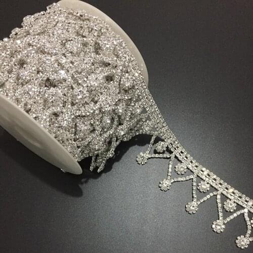 5Yards Sewing On Crystal Rhinestone Trim Applique Tassel Fringe Crystal DIY Wedding Evening Dress