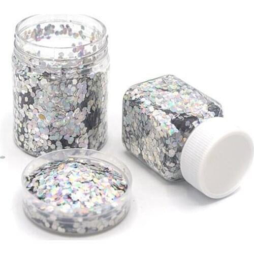 50ml Super Shiny Laser Chunky Nail Art Glitter Sequins 3mm Hexagon Iridescent Glitter Sparkle Flakes Uv Gel Nail Art Accessories