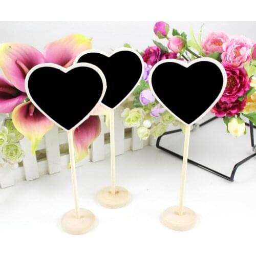 50pcs Mini Heart Wooden Wood Chalkboard Blackboard Table Number Place Card Holder for Wedding Birthday Party