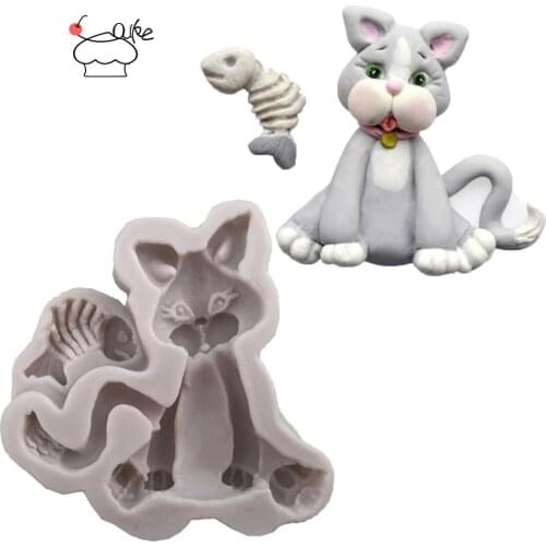 Aouke Molds Cat Sugar Buttons Silicon 3D Fondant Mold Cakes Decorating Tools DIY Gumpaste Chocolate Moulds Kitchen Bakeware K141