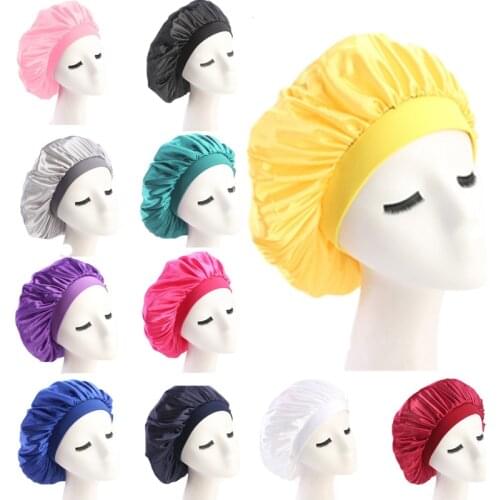 Satin Bonnet For Women Silky Night Sleep Cap Hair Care Curly Hat Ladies Makeup Hair Cover Girls Head Cover Hat 11 Colors