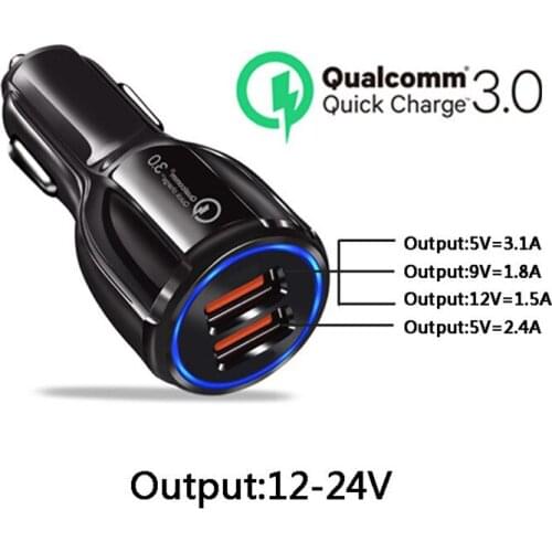 Car USB Charger Quick Charge 3.0 2.0 Mobile Phone Charger 2 Port USB Fast Car Charger for iPhone Samsung Tablet Car-Charger