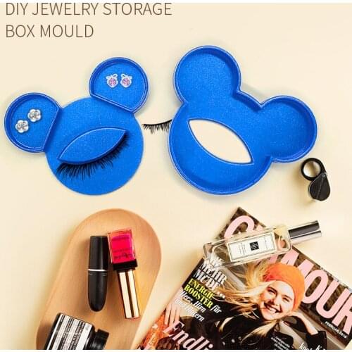 LOVE'N LV293E Mickey Jewelry case Portable eyelash box Resin Mold silicone gift for woman storage Necklace Ear Ring