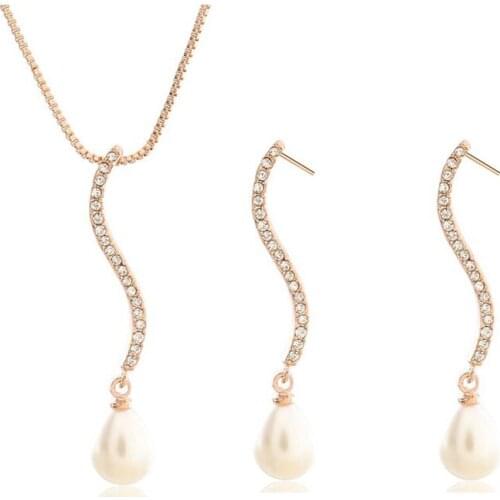 Brands women Crystal simulated pearl jewelry sets, Austrian crystal, Nickeless jewelry sets, free shipping, wholesale