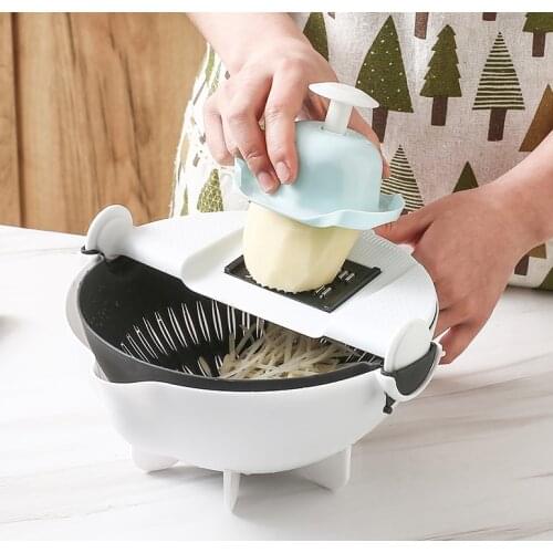 Household multifunctional vegetable shredder slicing, slicing, slicing and rotary drain basket