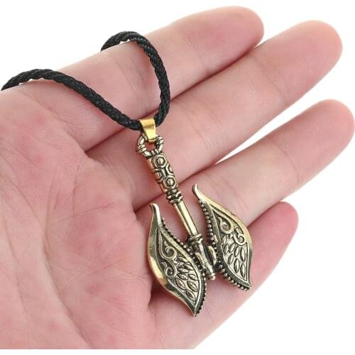 Cxwind Retro Viking Battle Axe Pendant Necklace Vintage Double Axe Charm Pendant Scandinavian Choker Jewelry for Mens Gift
