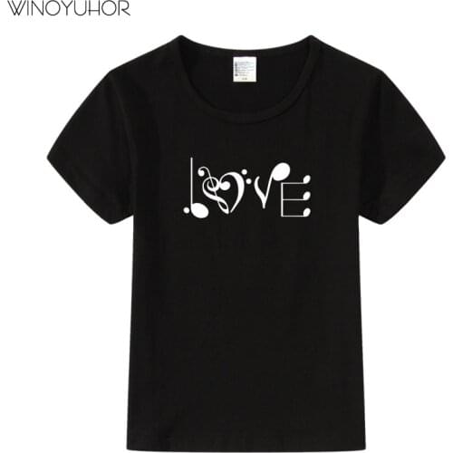 Love Music T Shirt Children Summer Casual Short Sleeve Tops Baby Boys Girls T-shirt Funny Music Note Tee Kid Camisetas