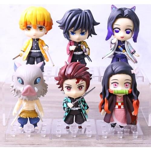Demon Slayer Tanjirou Nezuko Inosuke Zenitsu Giyuu Shinobu Q Version PVC Action Figures Brinquedo Toys