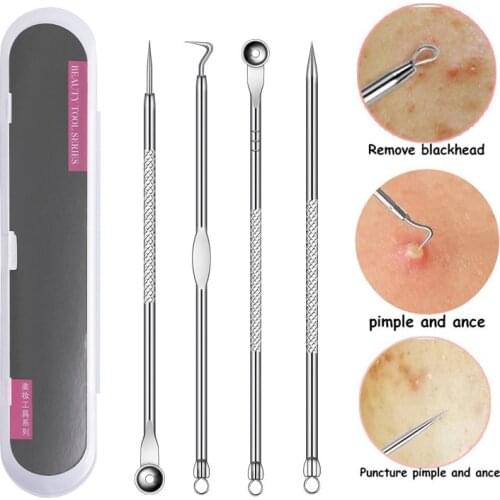 Stainless Steel Extractor Blackhead Remover Needles Dots Cleaner Acne Blemish Remover Needles Tweezers Black Spot Pore Cleanser