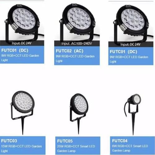 FUTC01 FUTC02 FUTC03 FUTC04 FUTC05 IP65 Waterproof 6W 9W 15W 25W RGB+CCT Lawn Light AC 110V - 220V DC24V Outdoor Garden Lighting