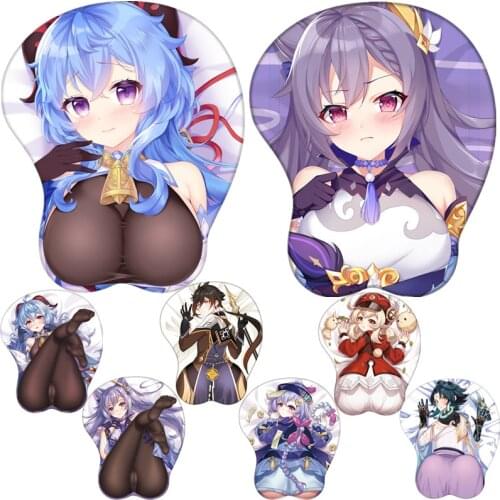 Game Genshin Impact Klee Xiao Keqing Morax Zhongli Qiqi Ganyu Cosplay Cute Wrist Rest silicon Mouse Pad Mat 3D Mousepad Prop