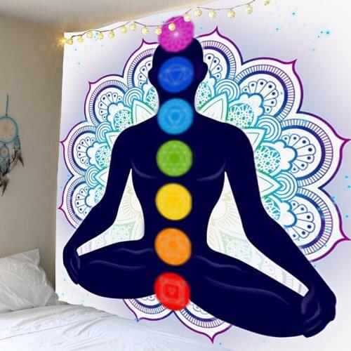 India Buddha Meditation 7 Chakra Tapestry Wall Mount Mandala Tapestry Psychedelic Yoga Wall Mount