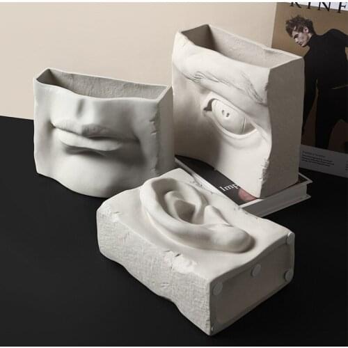 New Nordic Decor Simple White Human Facial Features Ceramic Vase Creative Home Decoration Accessories Modern Pottery Flowerpot