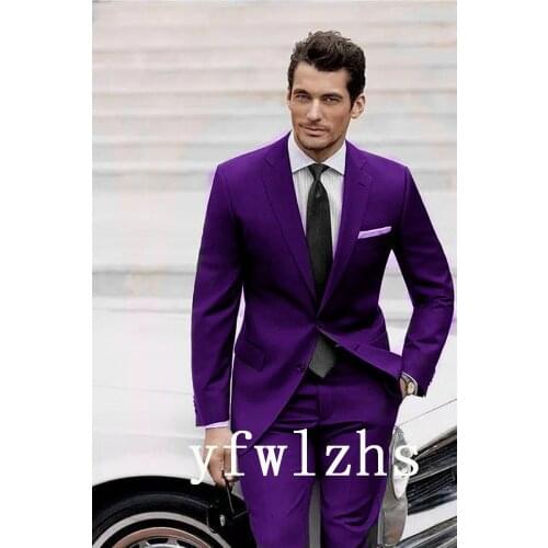 Handsome Groomsmen Notch Lapel Groom Tuxedos Wedding Dress Men Suits Blazer Prom Dinner (Jacket+Pants+Tie) K325