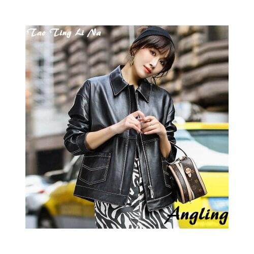 Top brand Spring 2020 Women Genuine Real Sheep Leather Jacket W12 high quality