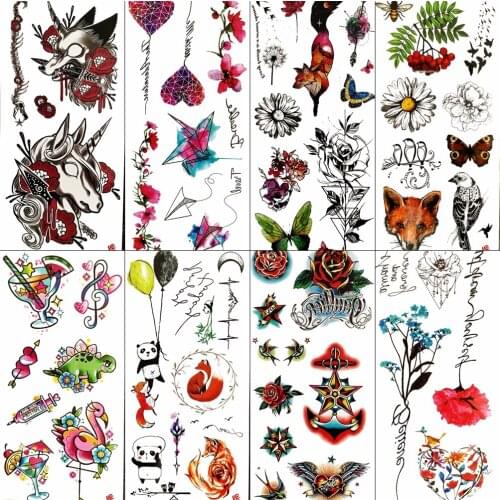 Small Finger Body Art Temporary Tattoo Stickers For Kids Children Waterproof Fake Tattoo Decals Watercolor Tatoo Arm Cute