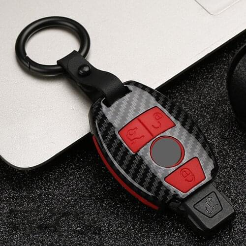 Carbon fiber Silicone Car Key Cover Case For Mercedes Benz A Sclass CLA GLK SLK W176 W203 W204 W205 W210 W211 W213 W251 W463 AMG