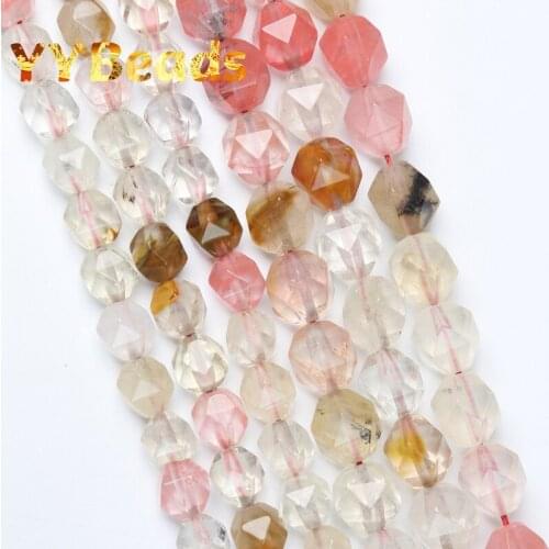Natural Stone Faceted Red Watermelon Tourmaline Beads 8mm 10mm Smooth Loose Spacer Beads 15" For Jewelry Making Charm Necklaces
