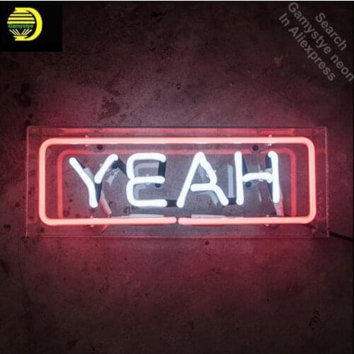 Neon Sign for YEAH in Acrylic Box Neon Bulb sign handcraft neon signboard icons luces neon Bright wall lights anuncio luminos